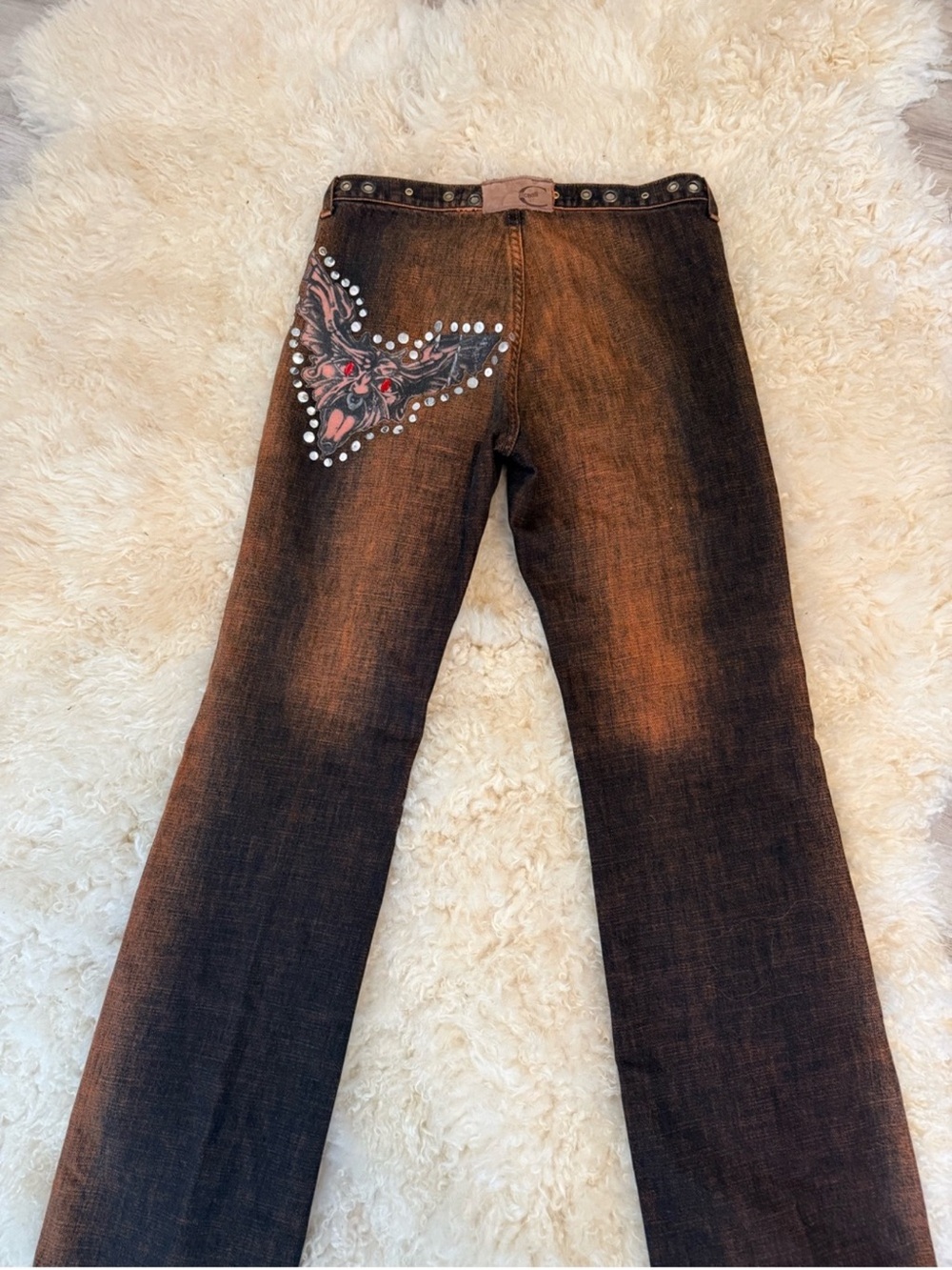 RARE 🔥 Just Cavalli 2003 Low Rise Bat Acid Wash Jeans - Picture 15 of 15